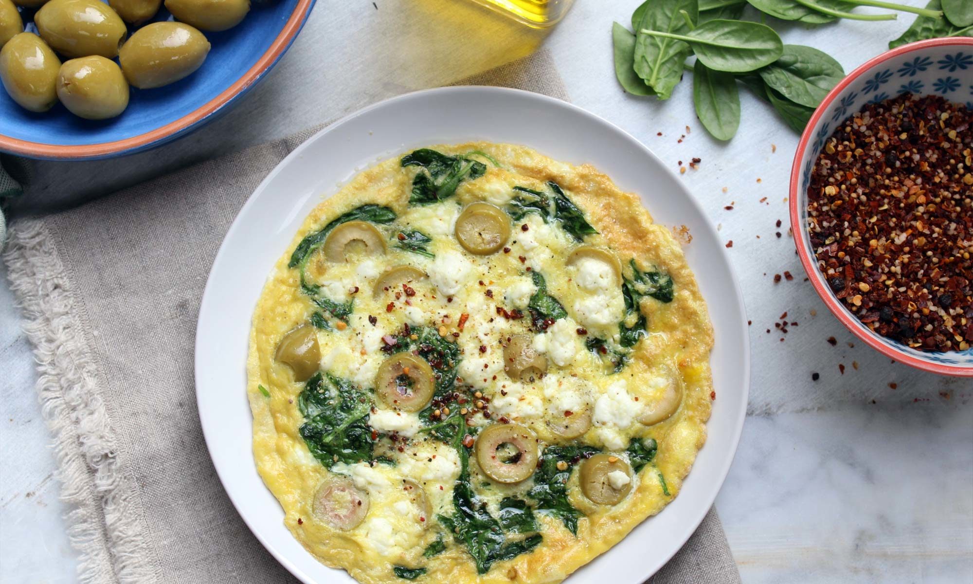 Omelette with Spinach & Olives