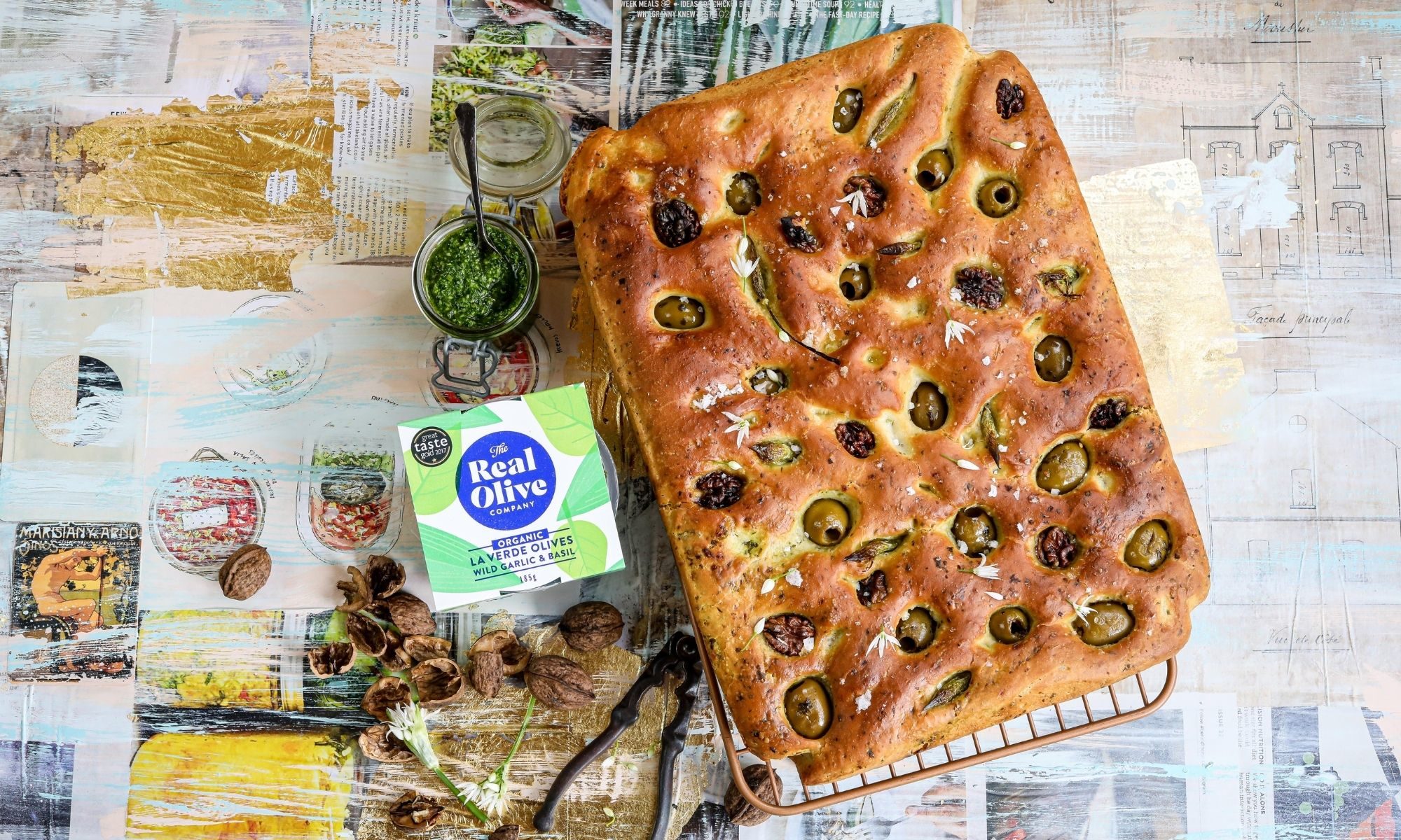 Wild Garlic &amp; Olive Focaccia - The Real Olive Company