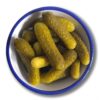 A bowl of The Real Olive Company cornichons.